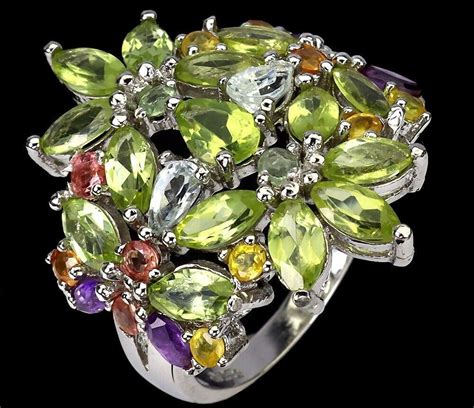 Silber Nat Rlicher Peridot Amethyst Saphir Aquamarin G