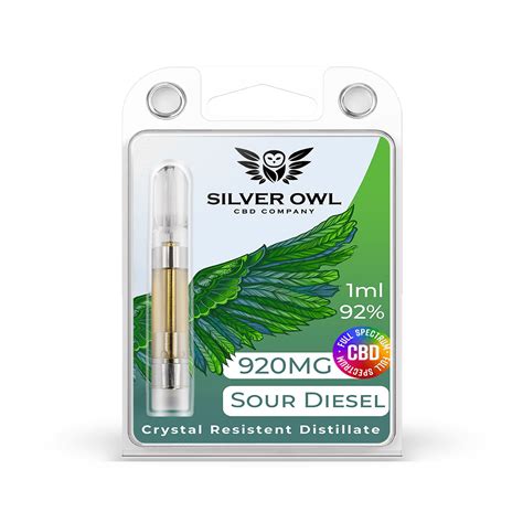 Full Spectrum Vape Cartridge Sour Diesel Sativa Silver Owl