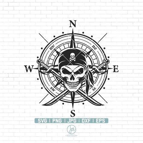 Pirate Compass Svg Skull Compass Svg Nautical Svg Piracy Etsy Finland