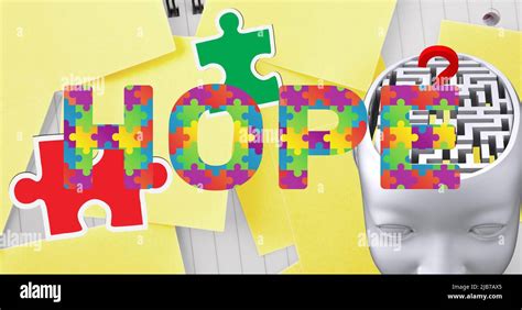 Image Of Autism Awareness Month Colourful Puzzle Pieces Forming Hope