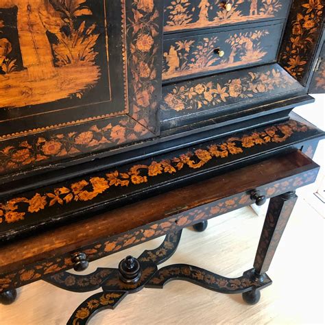 Rare Regency Penwork Collectors Cabinet On Stand Chinoiserie For Sale