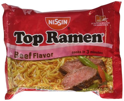 Nissin Top Ramen Beef Flavor Ramen Noodle Soup 3 Oz Bags Pack Of 24