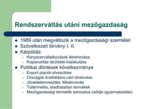 PPT Rendszerváltás utáni mezőgazdaság PowerPoint Presentation free