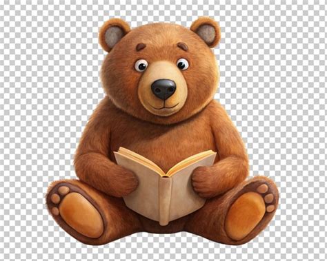 Premium Psd Teddy Bear Sitting Reading A Book