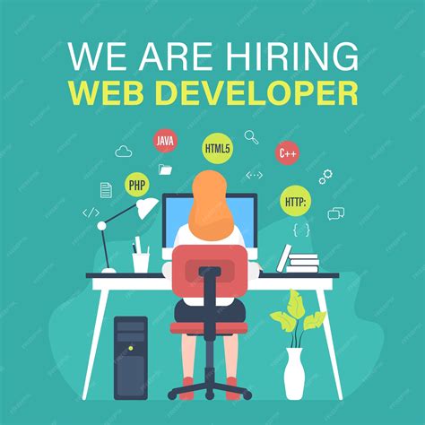 Premium Vector Web Developer Job Vacancy With Female Programmer