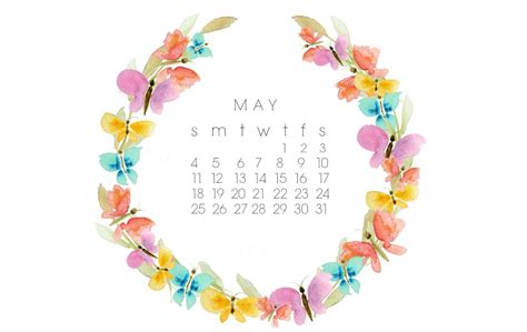 Craftberry Bush Free May Desktop Calendar And Watercolor Clipart