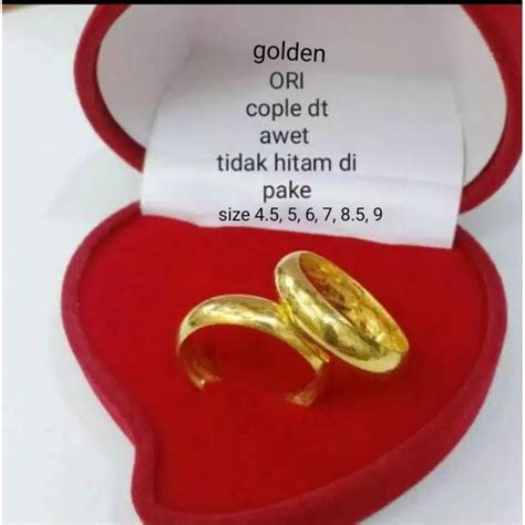 Jual Cincin Golden Belah Rotan Replika Emas 24K Tidak Hitam Harga Per