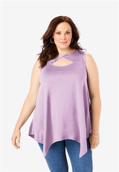 Sleeveless Keyhole Tunic Plus Size Tunics Roamans