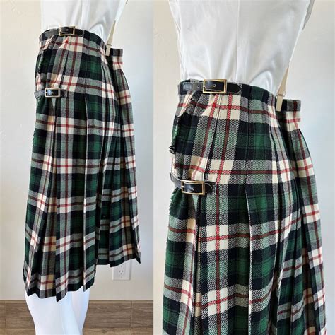 Vintage 60s 70s Tartan Plaid Wool Kilt Wrap Skirt Etsy