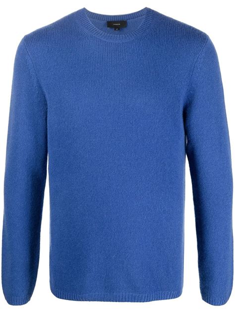 Vince Crew Neck Cashmere Jumper Blue Farfetch