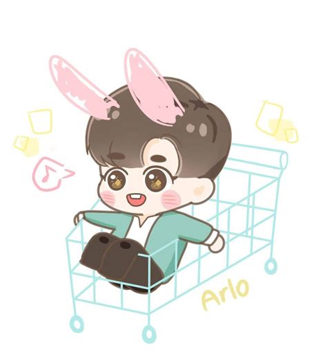 A Person Sitting In A Shopping Cart With Bunny Ears On Their Head And