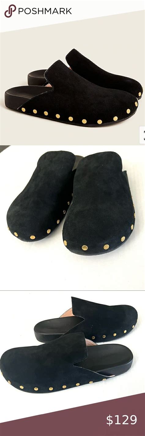 Jcrew Black Suede Studded Clogs Shoes Size 12 New Studded Clogs
