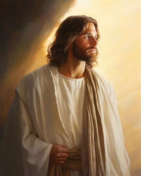 Premium AI Image A Painting Of Jesus Standing In Front Of The Sun