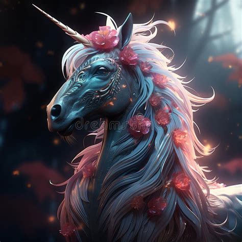 Ai Generated Illustration Of A Unicorn With A Long Flowing Mane