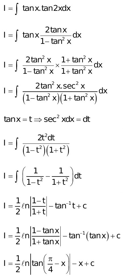 Integrate Tanx Tan2x Dx