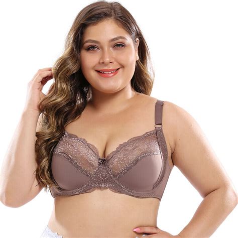 Womens Lace Big Size Minimiser Bra 36 52 B C D E F Cup Unpadded Plus