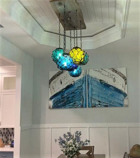 Glass Fishing Float Light Fixture Chandelier With 7 Floats Etsy