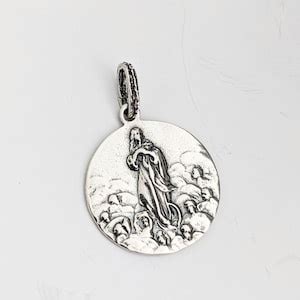 Mary Magdalene Carried By Angels 23mm Sterling Silver Pendant