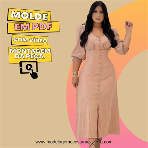 Vs Molde Em Pdf Vestido Decote V E Manga Bufante V Deo De