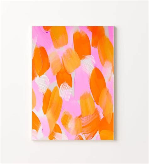 Pink And Orange Wall Art Hot Pink Art Orange Painting Neon Orange Print