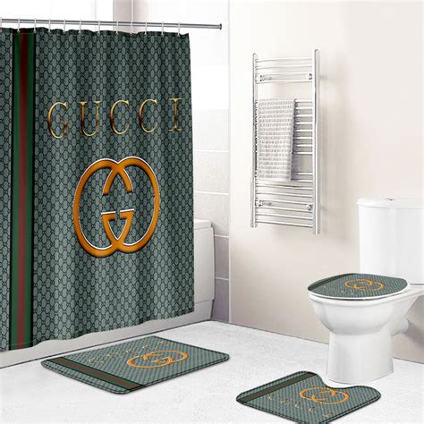 Gucci Luxury Bathroom Set Italy Beige Shower Curtain Art Home Us