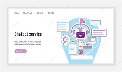 Flat Chatbot Service Template With Virtual Assistant Homepage Layout Vector Web Ux Line Png