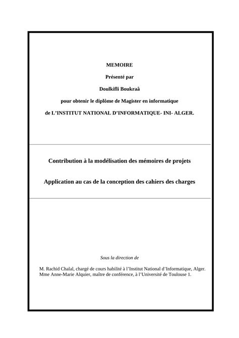 PDF Contribution à la modélisation des mémoires de projets