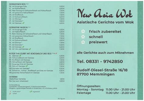 Speisekarte Von Asia Wok Restaurant Memmingen