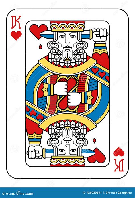 Playing Card King of Hearts Yellow Red Blue Black Stock Vector - Illustration of cards, pack ...