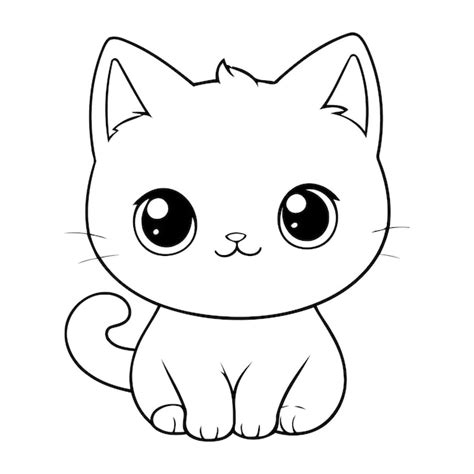 Lindo Gatito Kawaii P Gina Para Colorear Para Ni Os L Dico Feliz Gato