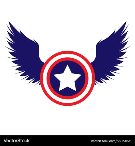 Captain america shield with wings color Royalty Free Vector