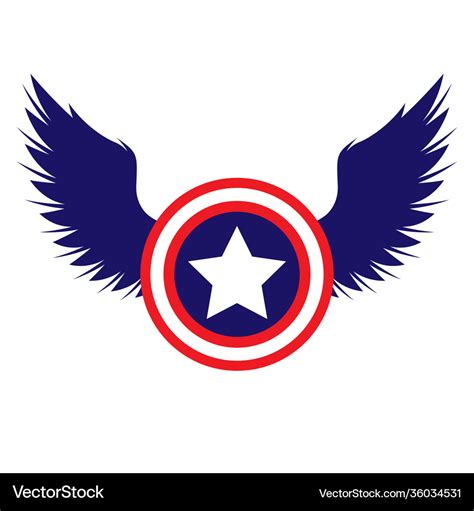 Captain america shield with wings color Royalty Free Vector