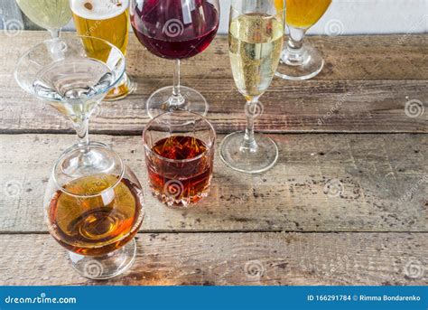 Selection Of Different Alcoholic Drinks Stock Photo Image Of