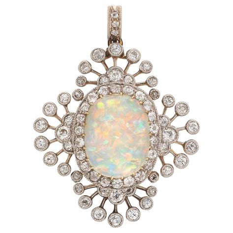 Opal And Diamond Brooch In Karat Gold For Sale At Stdibs