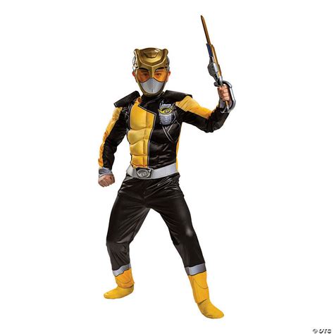 Boy's Classic Muscle Mighty Morphin Gold Ranger Costume - Large