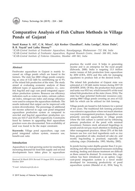 (PDF) Comparative Analysis of Fish Culture Methods in Village Ponds of Gujarat