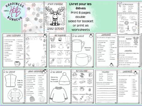 Fsl Winter Clothing Activity Bundle Frenchenglish Teaching Resources