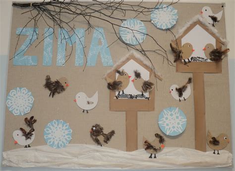 Ptáčci v zimě u krmítka Winter crafts for kids School kids crafts