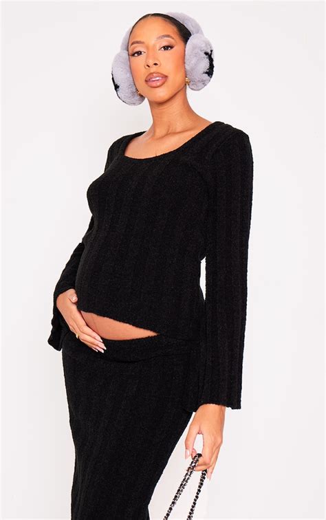 Maternity Black Thick Rib Knit Long Sleeve Jumper Maternity