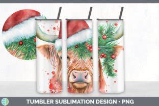 Christmas Highland Cow Tumbler Sublimati Graphic By Enliven Designs