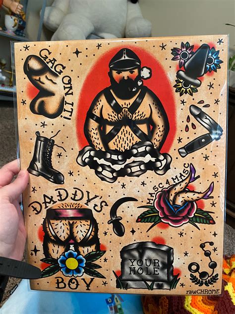 Gay Kink Tattoo Flash Art Homoerotic Traditional Erotic Gay Etsy