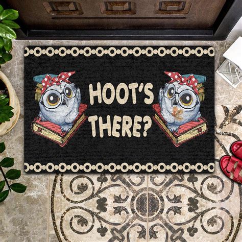 Order Hoots There Face Cute And Black Background Doormat From