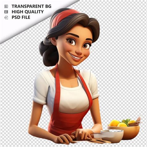 Mulher Latina Cozinhando 3d Cartoon Style Fundo Branco Iso PSD Premium