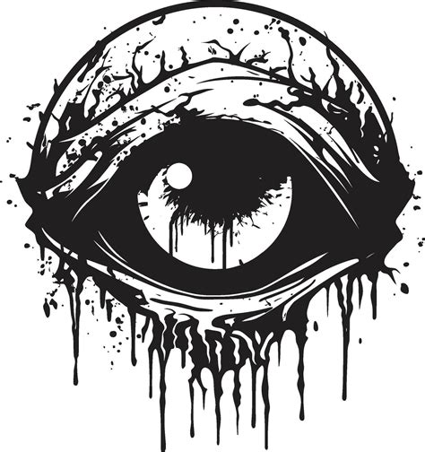 Nightmarish Glare Black Zombie Eye Design Ghoulish Stare Creepy Vector