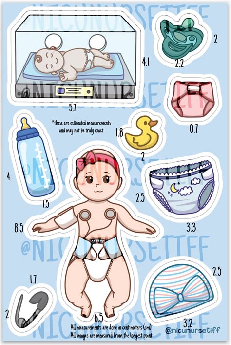 Neonatal Intensive Care Unit NICU Sticker Sheet Vinyl Sticker And