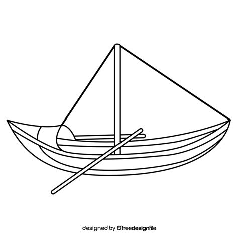 Wooden boat black and white clipart vector free download