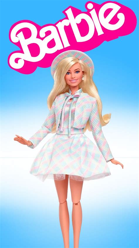 Barbie The Movie Doll, Margot Robbie as , Collectible Doll Wearing Blue Plaid Matching Set with ...