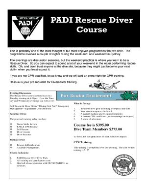 Fillable Online PADI Rescue Diver Course Bfrogdivebbcombau Fax Email