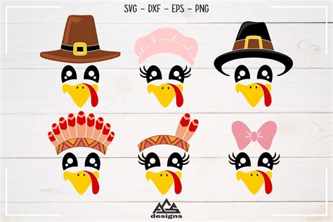 Cute Turkey Face Thanksgiving Svg Design 384835 Cut Files Design