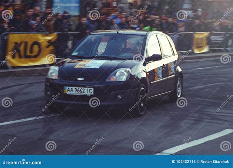 Automobile Slalom and Drift Competitions in the City Center, Car on the ...